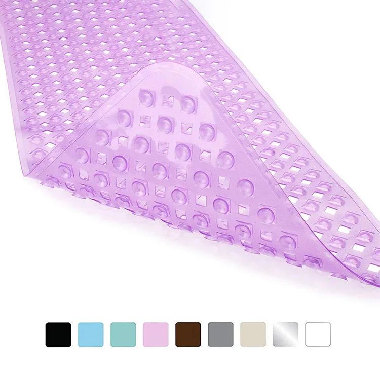 Stylish Machine Washable Ultra Soft Bathtub Mat Custom Lengthened Pvc Bathroom Non-slip Mat With Suction Cup