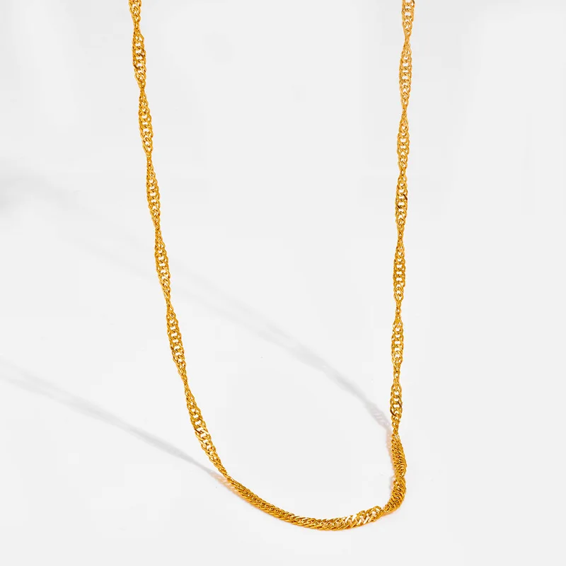 Trendy New Necklace Chain for Women 316L Stainless Steel Twisted Water Wave Dainty Chian 14k Gold Necklace