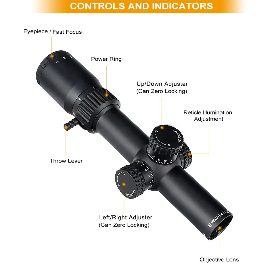 Ohhunt LPVO Optics FFP 1-6x24 IR Optical Sight First Focal Plane Red Illumination Tactical Scope