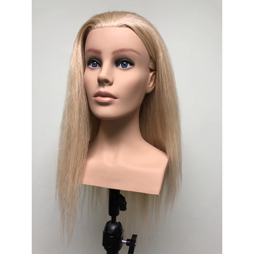 22 inch  human hair training head   Europe face  hairdresser shoulder  mannequin head with hair