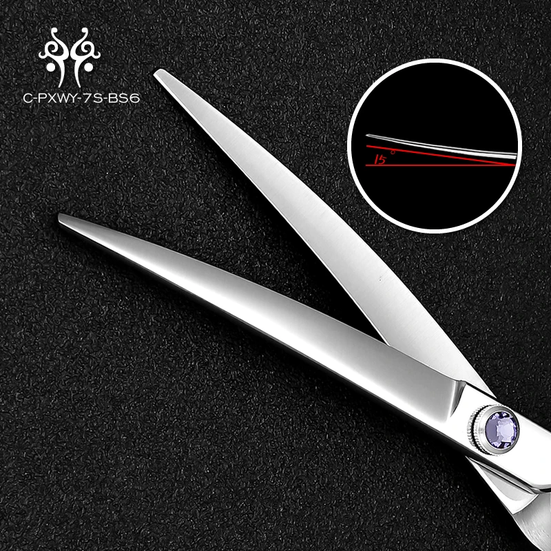 
Factory Supply Japanese Steel Professional 7.0 inches Asian style Dog Grooming Curved Scissors For cutting hair 