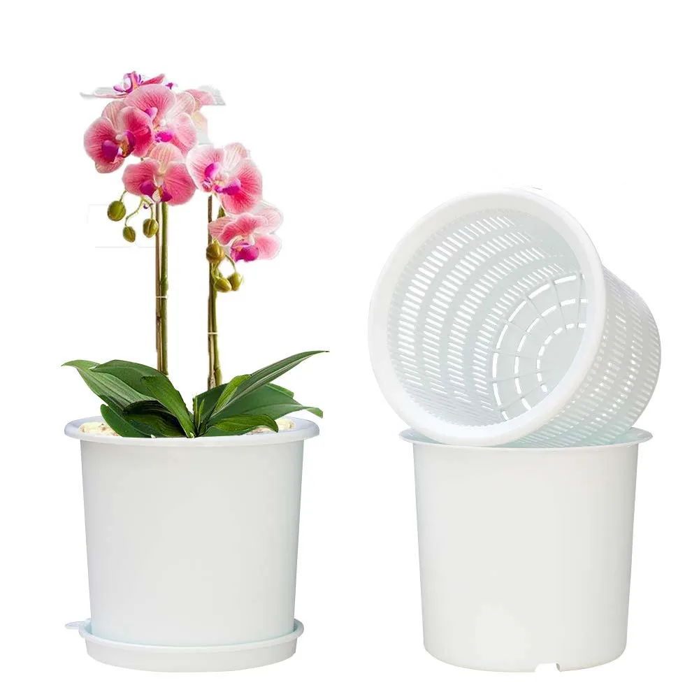 
Outdoor flower pot for wedding/ large plastic plant pot/ wedding round planter double wall pot with tray 
