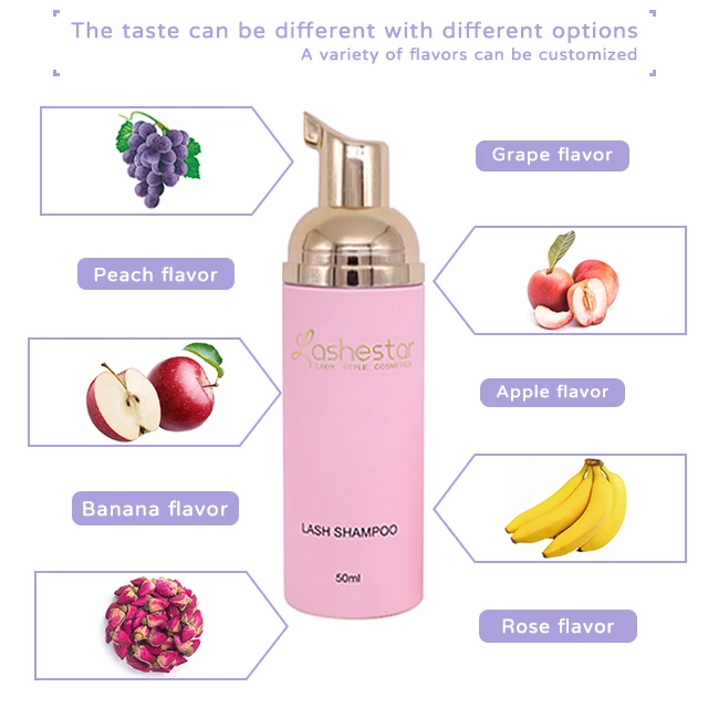 hot sale custom rose smell organic natural shampoo with own label for cleanser foam eyelash extensions