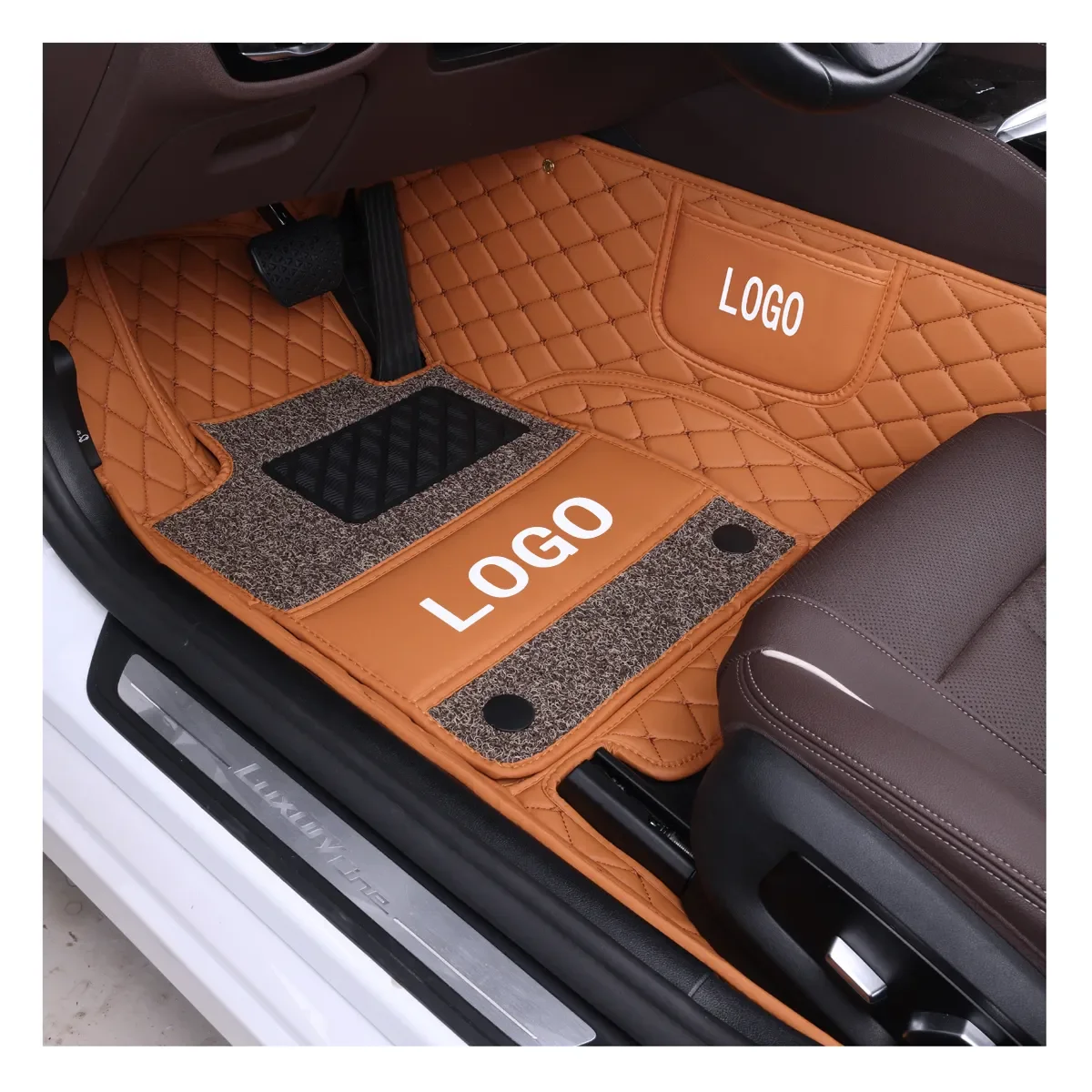 Custom Luxury PVC Car Mats Trunk Position Floor Mats for Toyota Honda Hyundai BMW Audi; Leather and Carpet Design