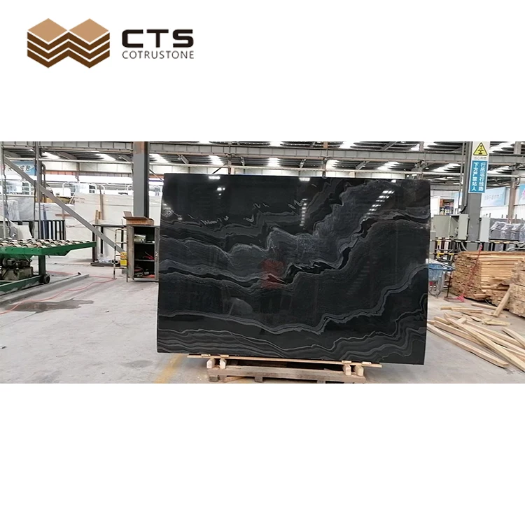 High Quality Natural Stone with Wholesale Prices Premium Black Marble Slabs for Countertops and Flooring