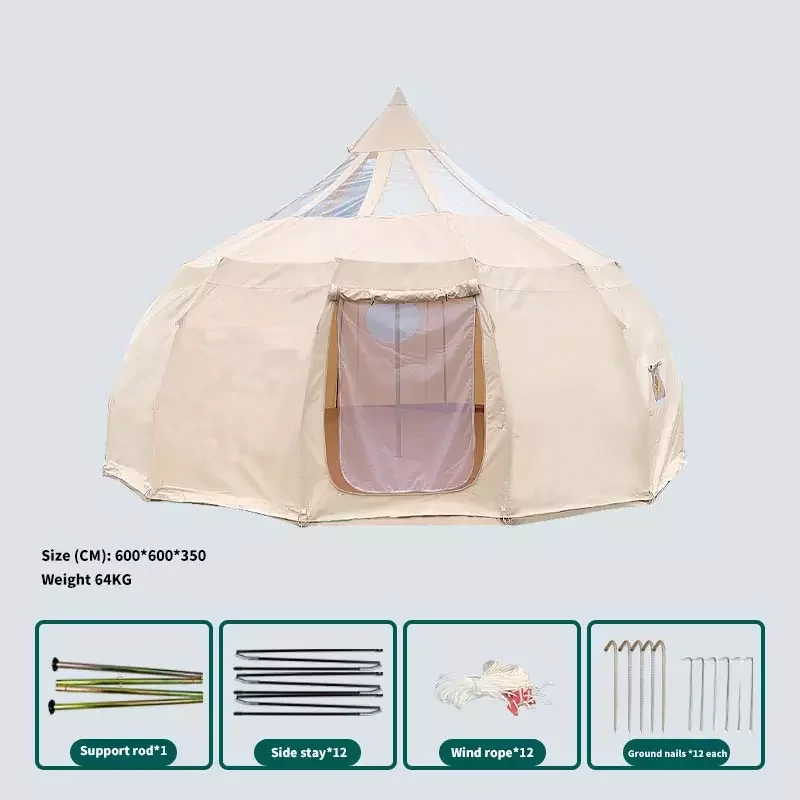 CLM Custom Glamping Tent Wall Yurt House Family Tent Fire Resistant Outdoor Cotton Canvas Lotus Belle Tent