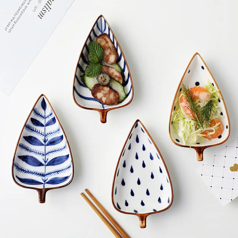 Creative leaf saucer cold dish household ceramic plate for restaurant banquet