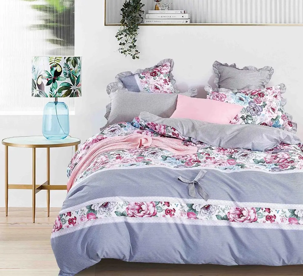 
100% polyester 3D printed textile fabric with big flower for bedsheet/bedding set/mattress 