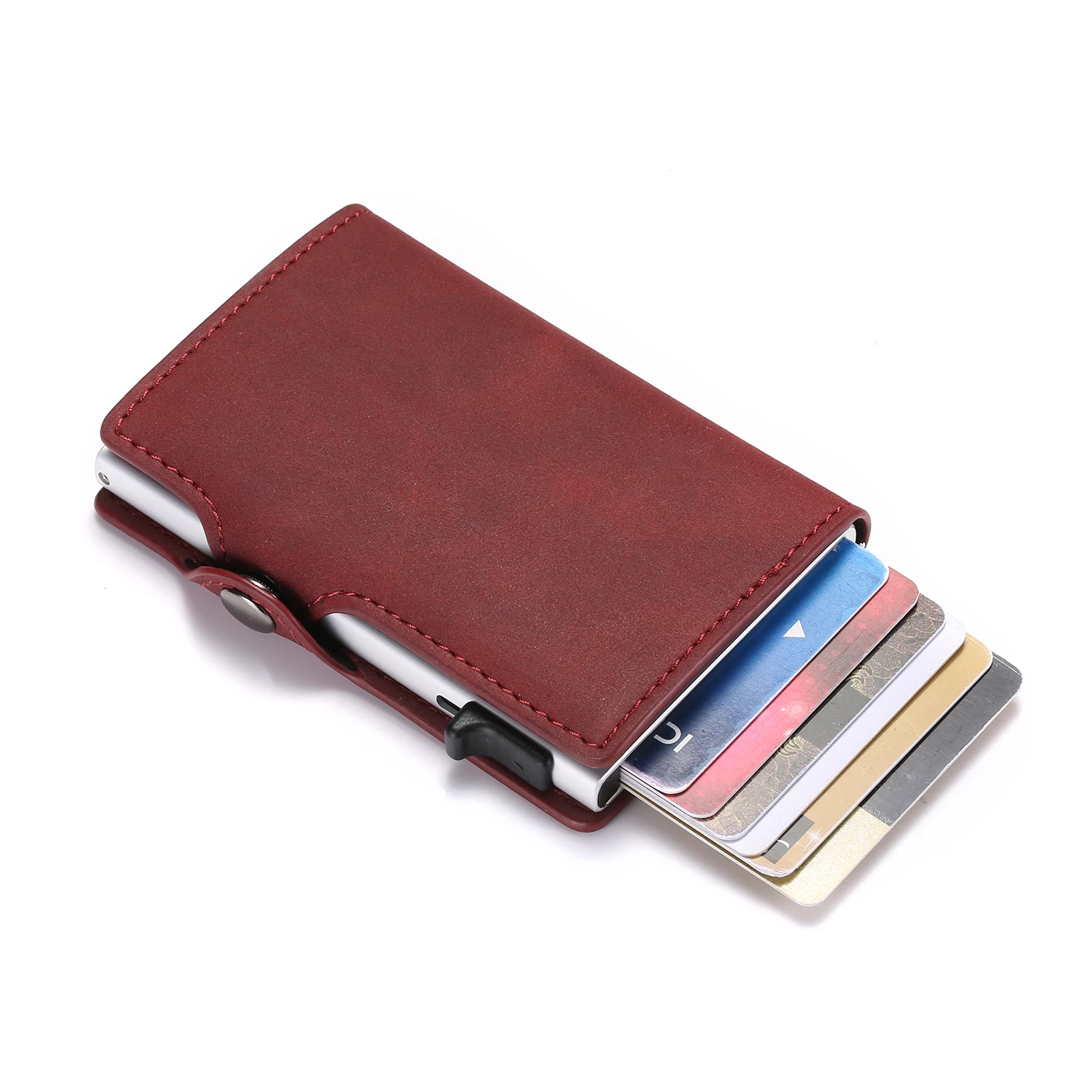 Оптовая продажа с завода логотип на заказ RFID Блокировка Боковая кнопка держатель для ID-карты кошелек мужской бизнеса и