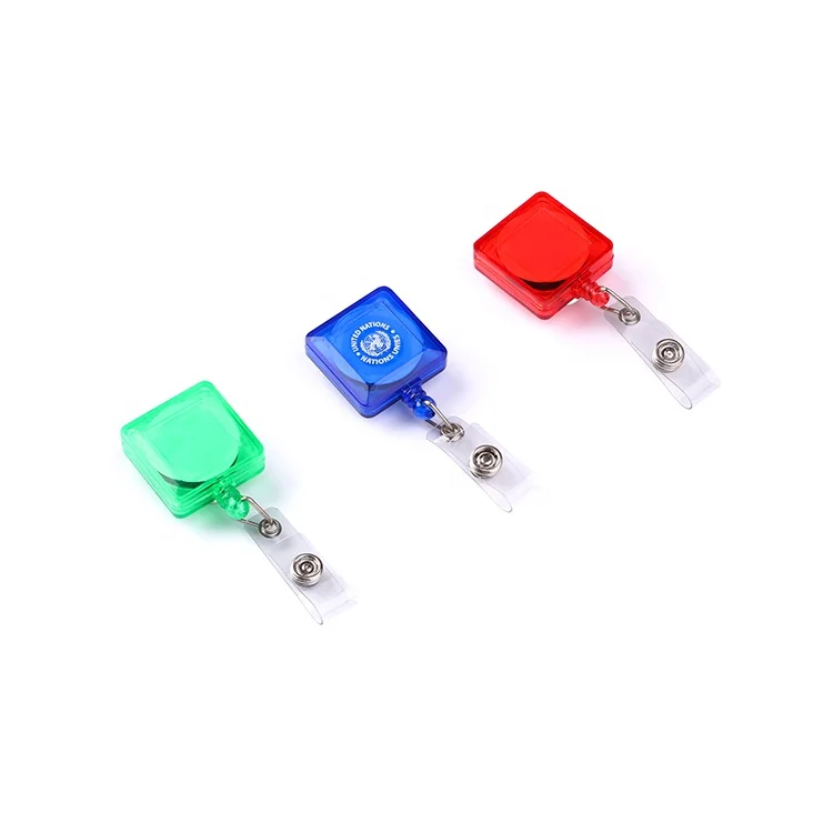 
square badge reel pull buckle metal badge holder custom badge reel lanyards 