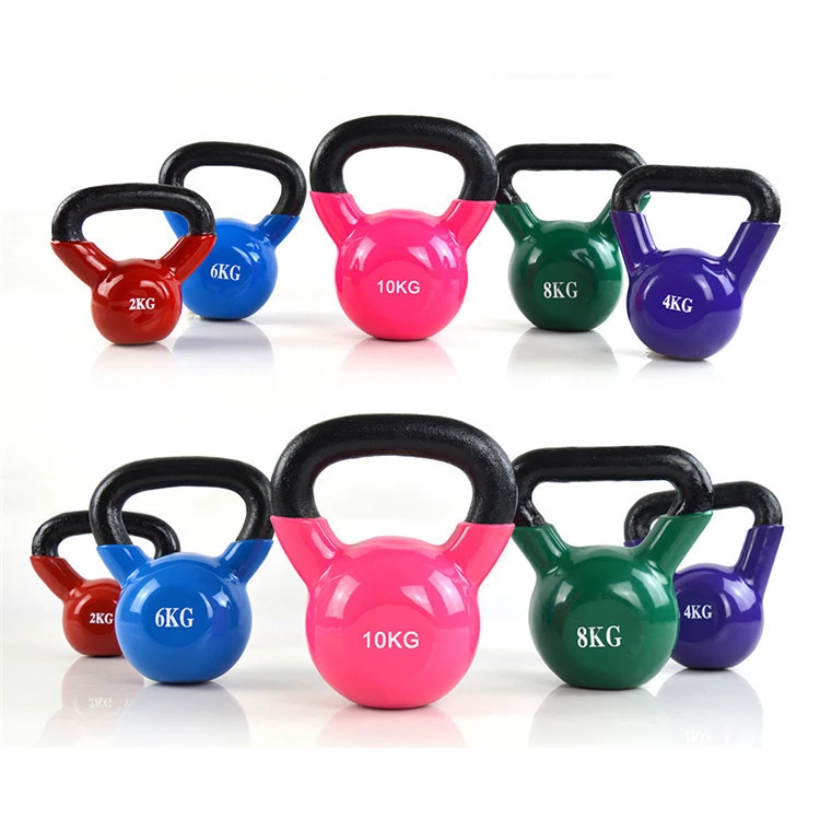Free Weights Factory Supply High Quality Vinyl Coated Wholesale Kettlebell, Smooth Surface Custom Logo Kettlebell