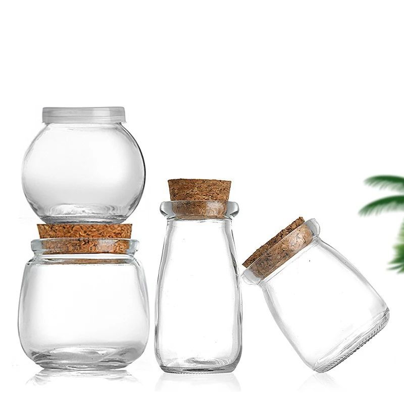 7 oz 10oz Cute mini glass containers with cork tops for pudding making