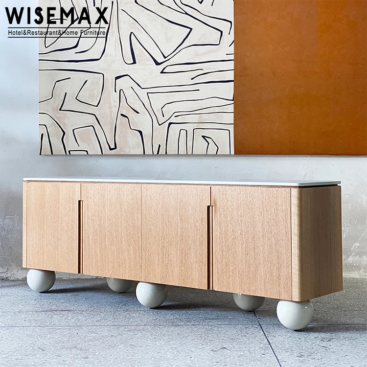 Производитель мебели WISEMAX, высококачественный деревянный шкаф, подставка для телевизора с круглым шариковым основанием для гостиной