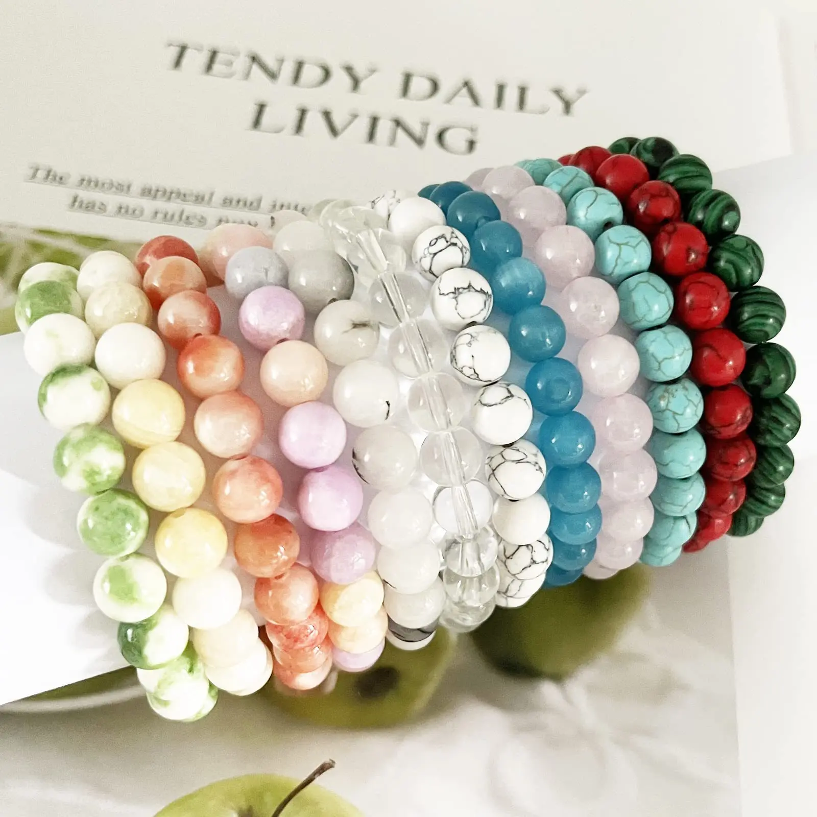 Hot Selling Vintage 8mm Beaded Bracelet Handmade Elastic Crystal Jade Healing Stone Bracelet for Women Energy Stone Bracelet Men