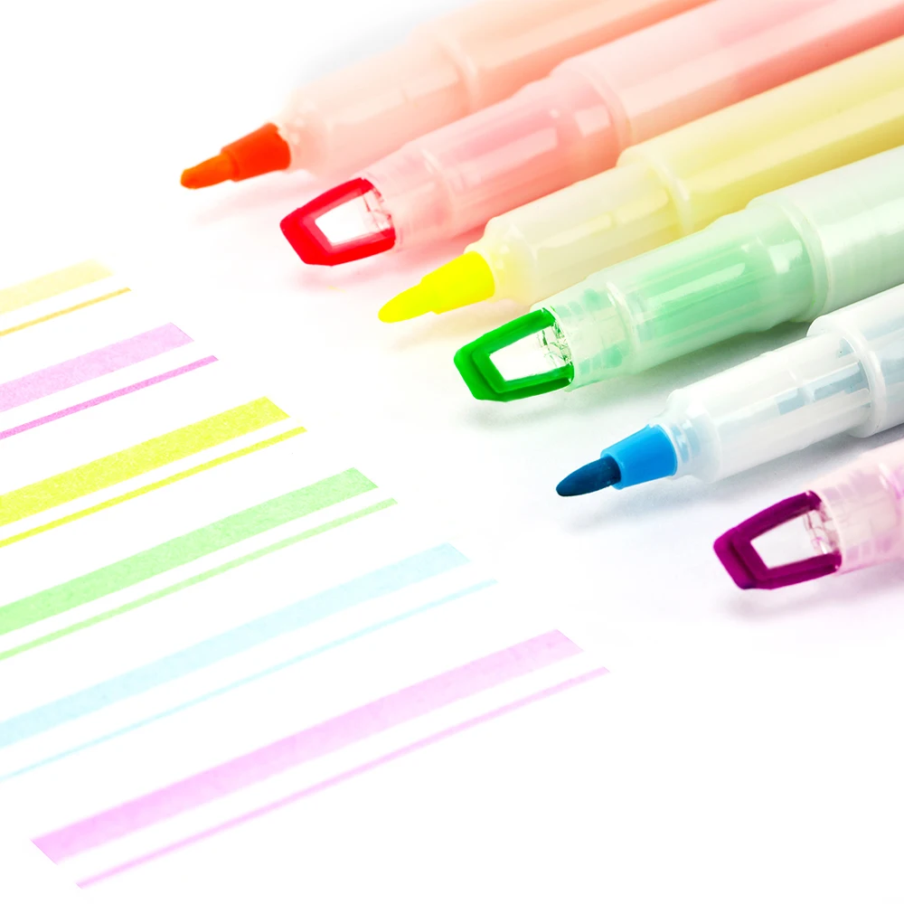 
Stromer Manufacturer Oem Customer Logo 6 Colors Transparent Underlining Writing Non Toxic Highlighter Pen 