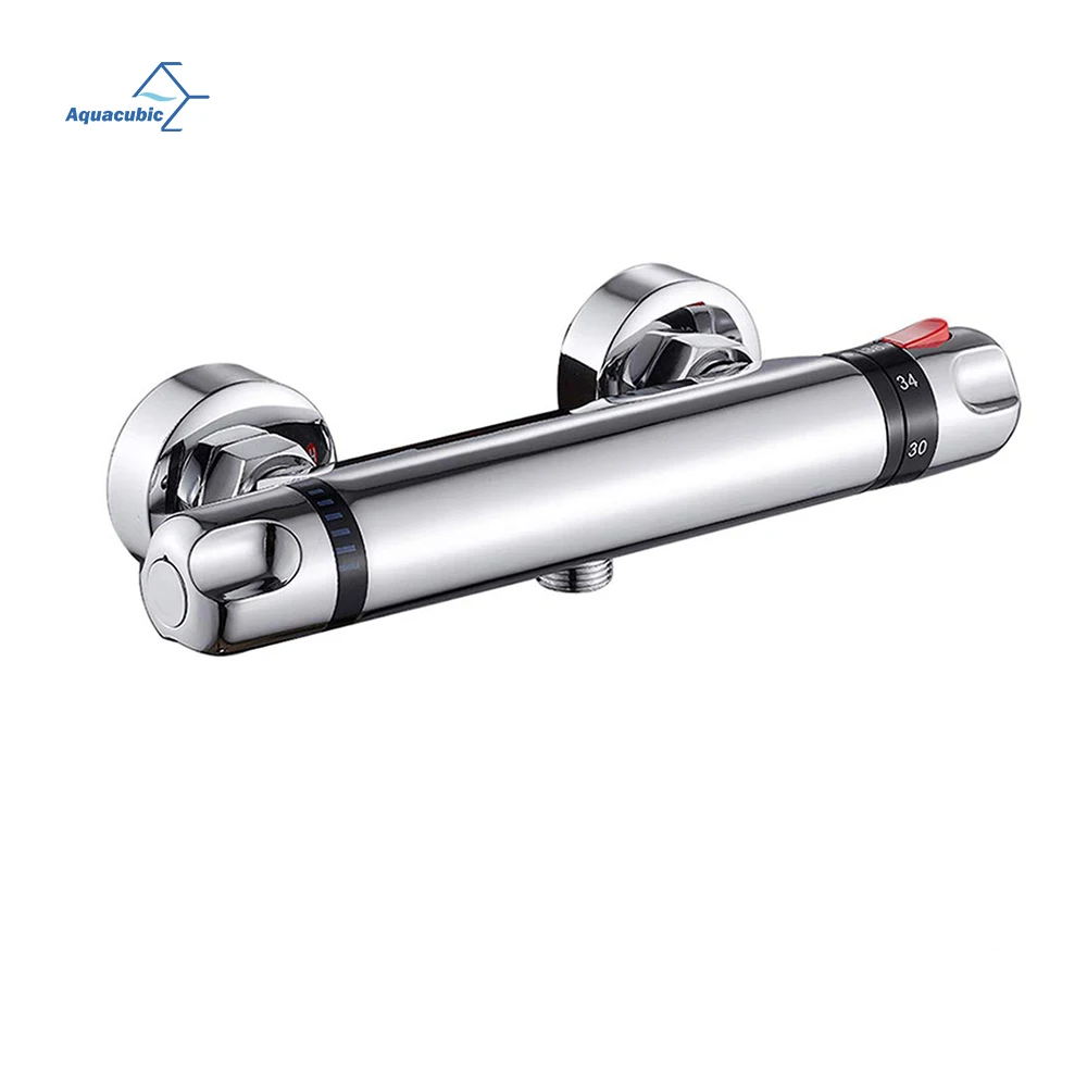 Aquacubic Bathroom Wall Mount Hot Cold Water Thermostatic Shower Mixer Faucet Valve