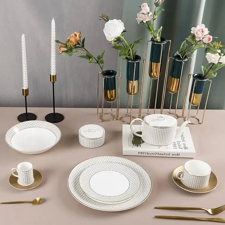 Top Selling Fancy Dinnerware Set New Design Fine Bone China Dinnerware Sets