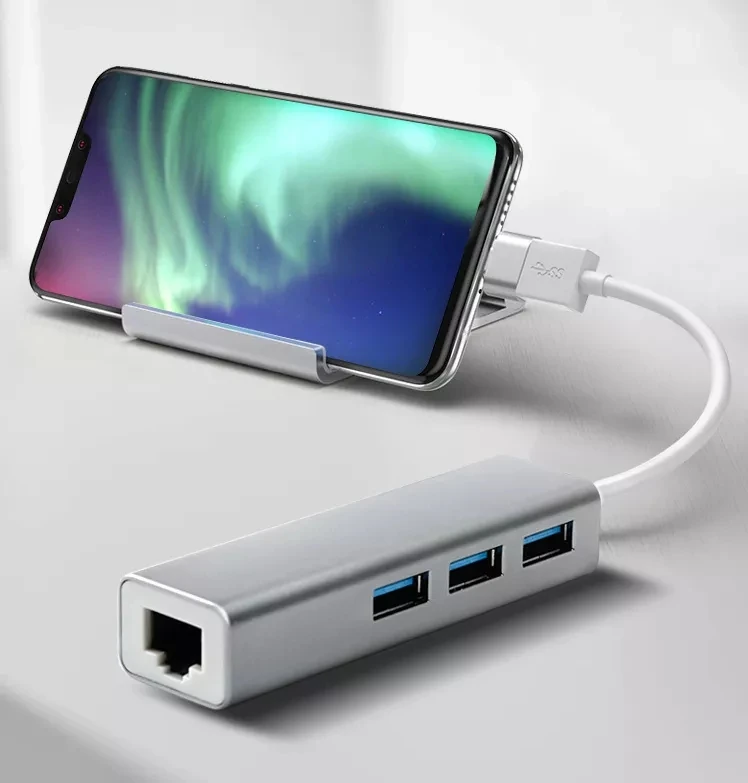 cheap new design usb por hub USB cable converter 3.0HUB wired Gigabit network card usbc to rj45 network port usb hubs