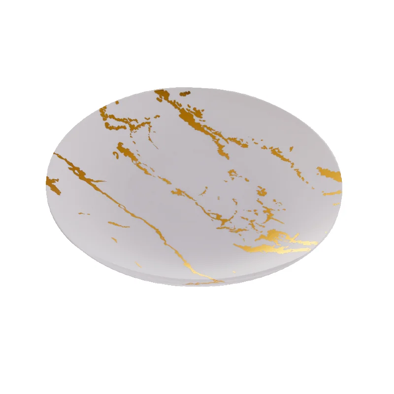 Hot Selling Home Goods Eco-Friendly Hot Stamping Marble Reusable Plastic Plates disposable plastic cake cutlery sets