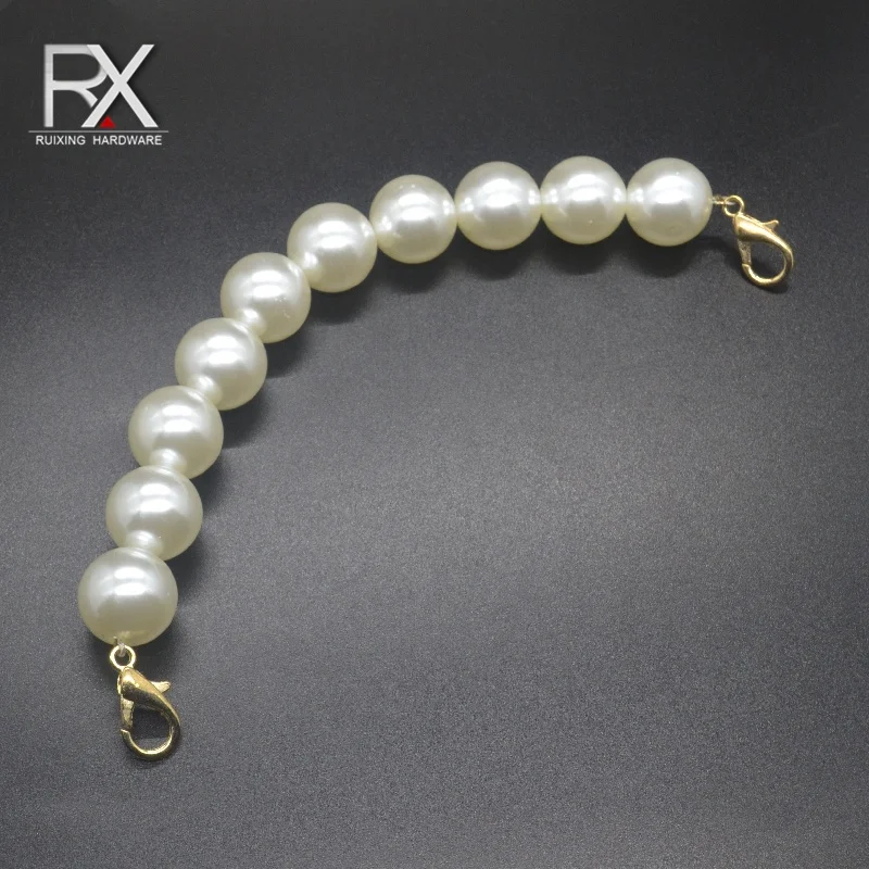 custom pearl chain strap for women handbag handle  pearl bag strap purse chain with lobster clasps hook pearl handle for purse
