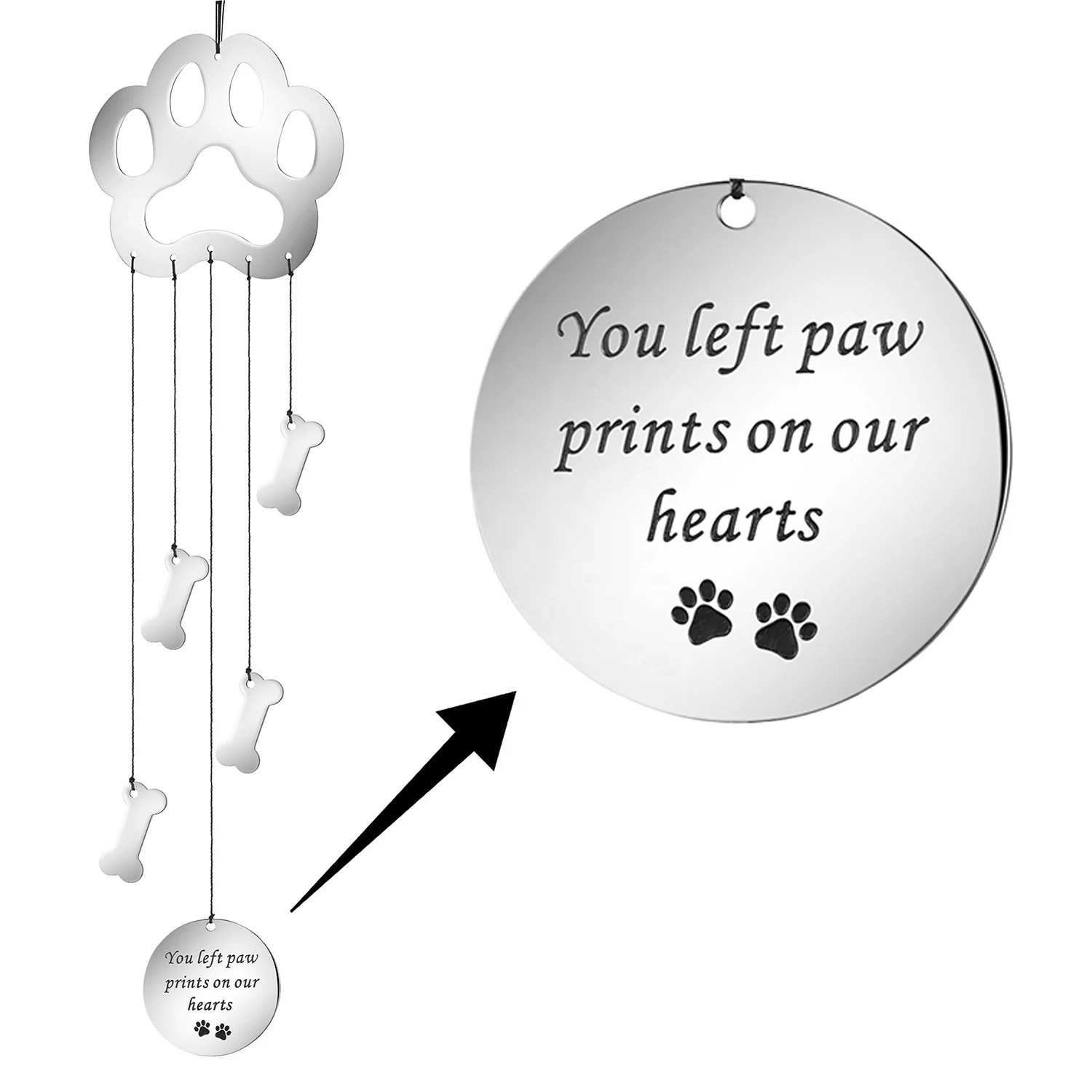 
Joycuff Menmorial Wind Chimes Stainless Steel Pet Dog Small Sympathy Gifts Outdoor for Pet Owner 