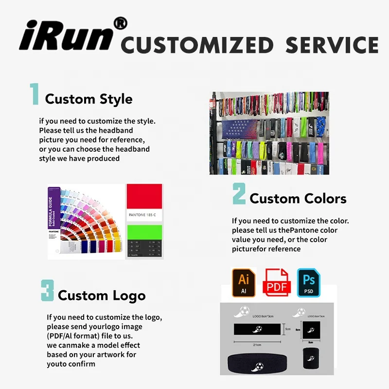 iRun Custom Printed Tie Headband Unisex Fabric Sweatband Moisture Wicking Tie Sport Head bands for Running Tennis Ninja Headband