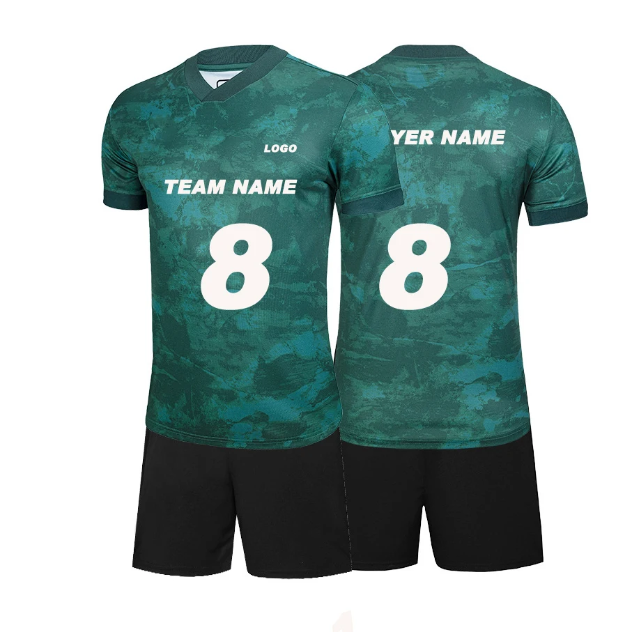 european club plain football imported soccer jersey green custom wear shorts soccer uniforms for man
