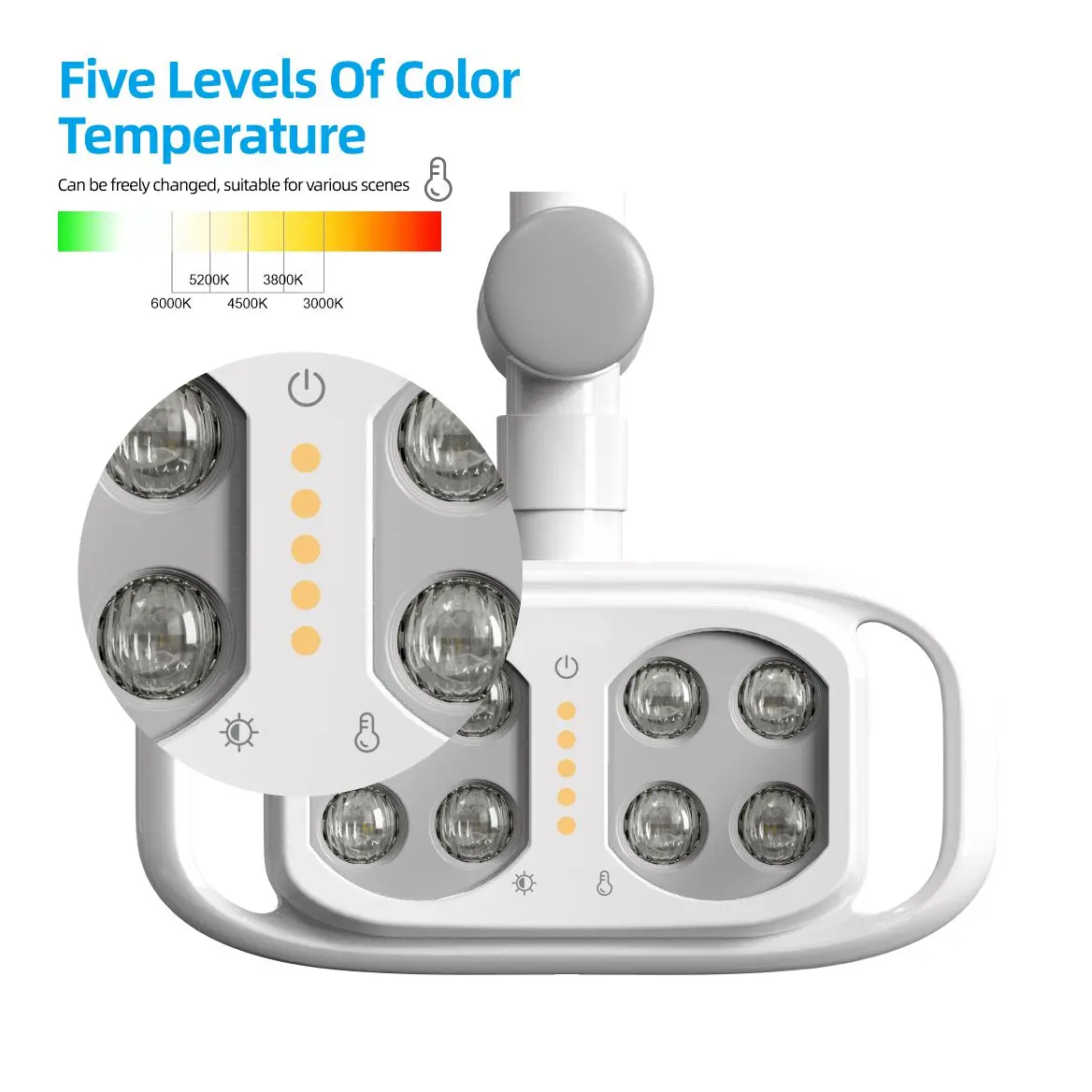 Dental Led Oral Examination Light Induction Eight Bulb 30000Lux Shadowless Sensor Dentist Lamp For Dental Unit Chair