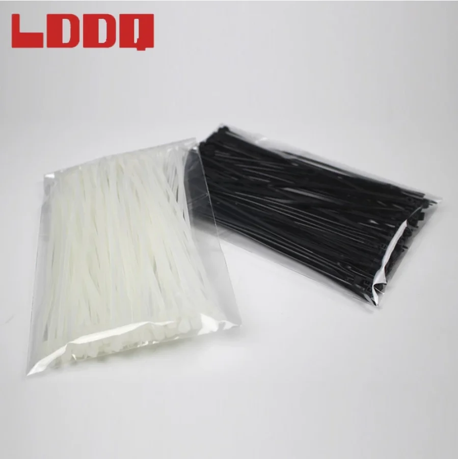 LDDQ 300 Pcs 3 size Black White Self-Locking Nylon Wire Cable Zip Ties Cable Wire Ties Plastic Zip Tie Set 3*100 3*150 4*200