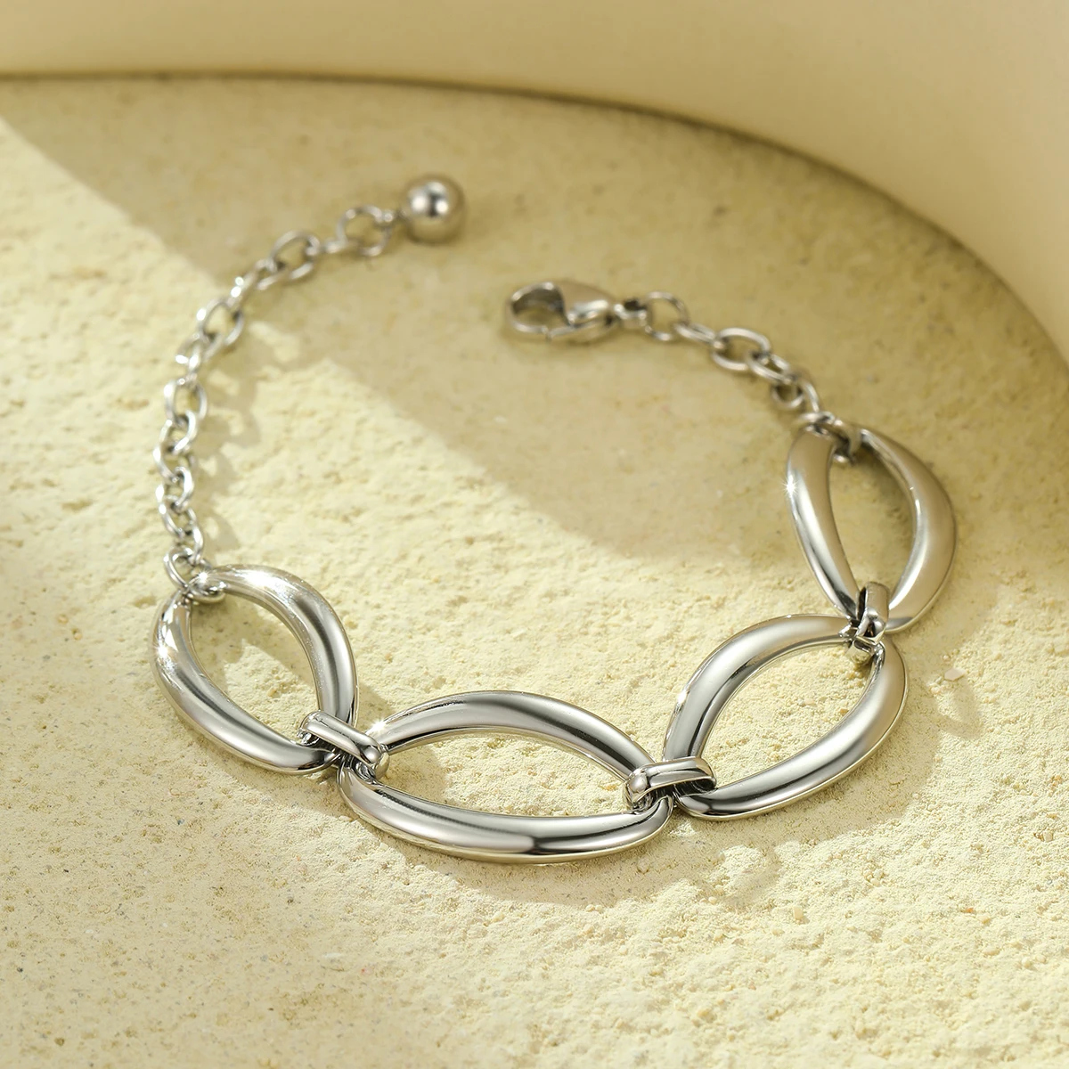 NIMAI Light Luxury Jewelry set Stainless Steel Geometric Oval Circle Necklace and Bracelet Kit Women Fashion Accessory Wholesale