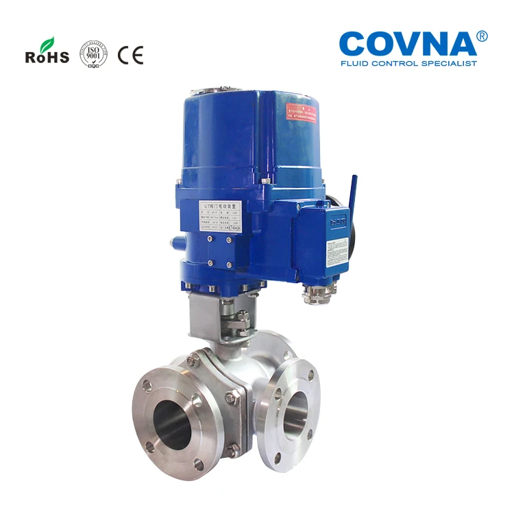 COVNA Electric Actuator Valve Flange End IP68 Explosion Proof 24V 2 Way 3Way 5 Inch Motorized Ball Valve