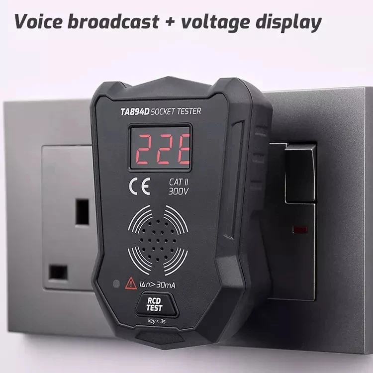 Wholesale TA894D 175V~250V Voltage Tester UK Plug Wall Socket Tester