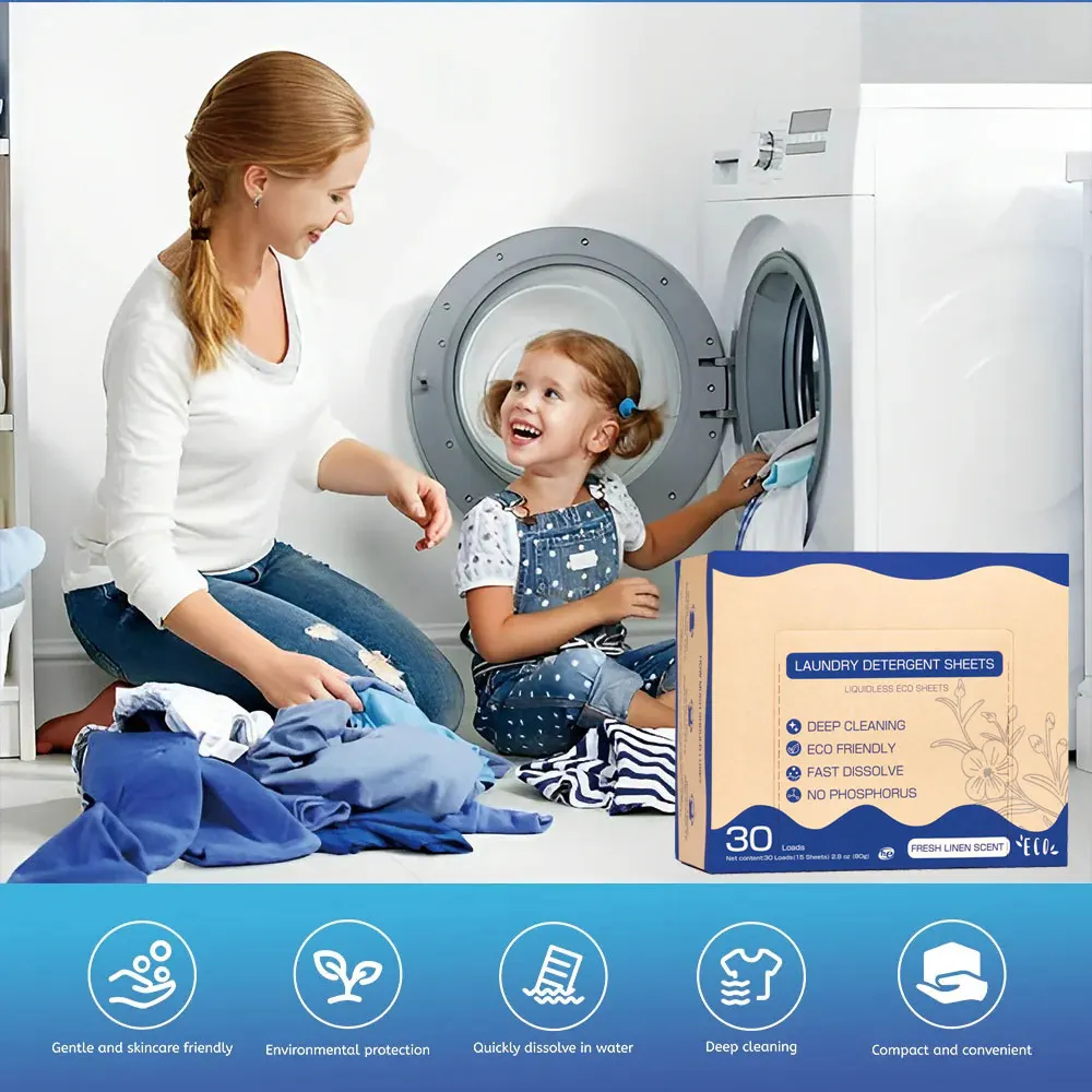 Laundry Tablets Concentrated Washing Powder Underwear Detergent Sheet Laundry Bubble Paper Clothing Cleaning Products