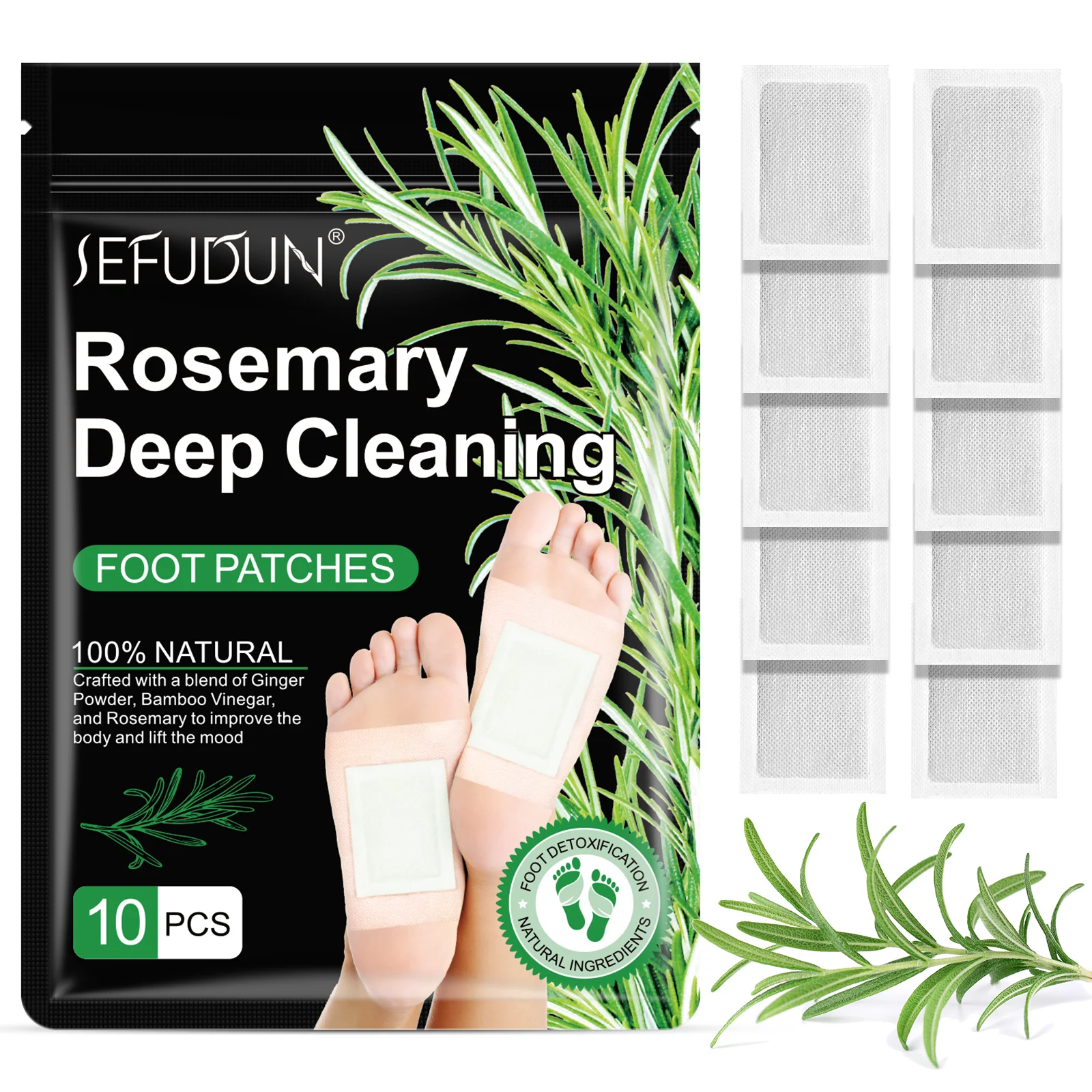 SEFUDUN enhances immunity deep cleaning disposable sleeping rosemary charcoal bamboo vinegar ginger detox foot patch