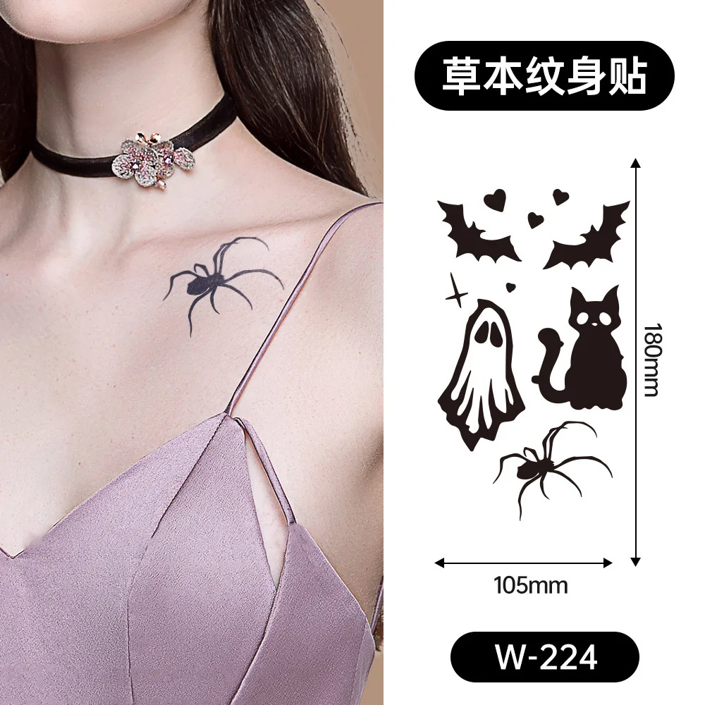 Stock Black flower tattoo sticker for women Sexy Temporary Realistic Non-toxic Safe body art arm sketch leg tattoo