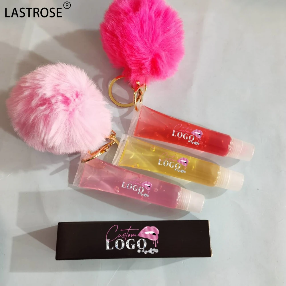 New Fruity lip gloss Transparent hose Hairball Chain Moisturizing Lip gloss wholesale Transparent lip balm print private logo