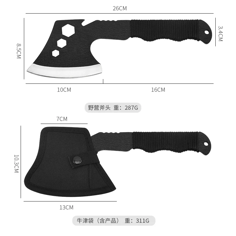 High quality steel tactical camping axe survival hand hatchet with fire starter rope on handle