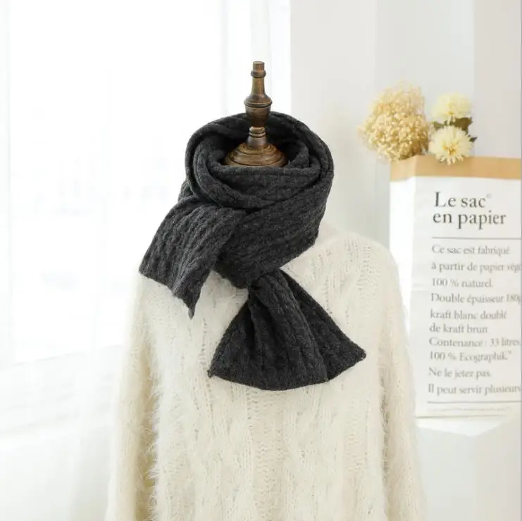 fashion custom knitted cashmere scarf 2019 winter warm cable knit scarf women