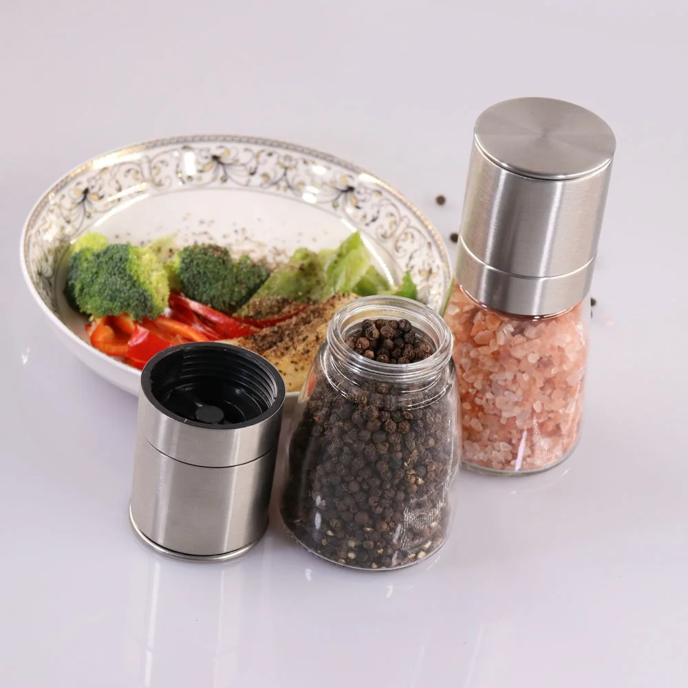 Factory Produced Kitchen Manual Glass Salt and Pepper Grinder Mill
