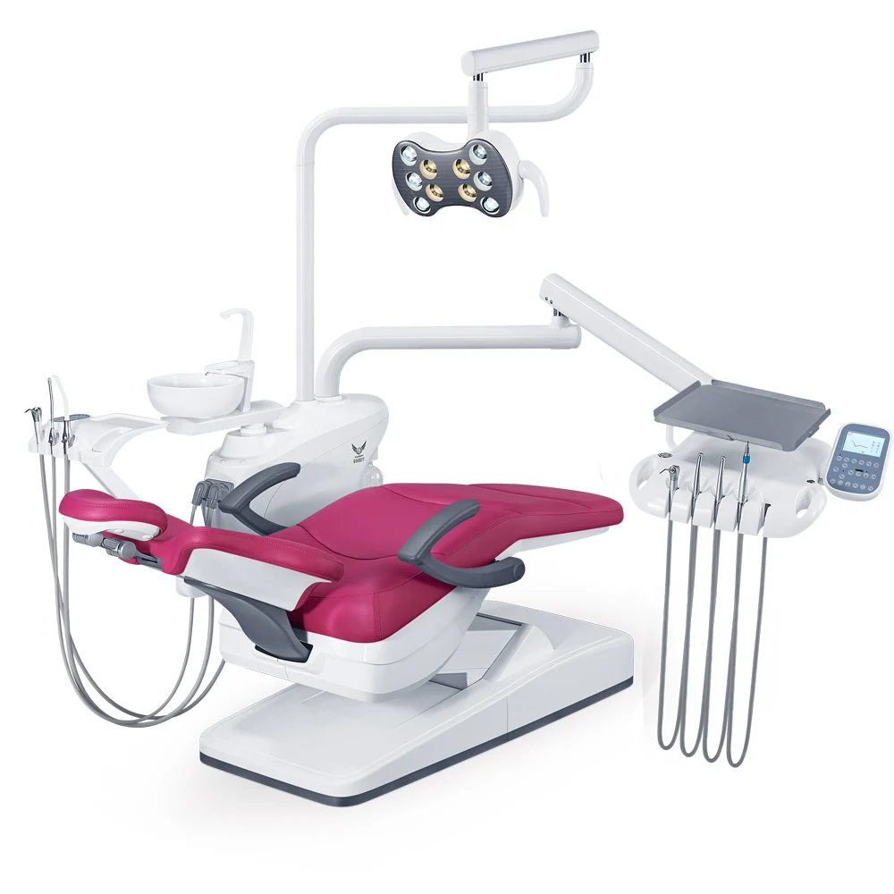 Gladent hydraulic dental chair 3 way syringe doctor tray Dental unit Butterfly tricolor Lamp