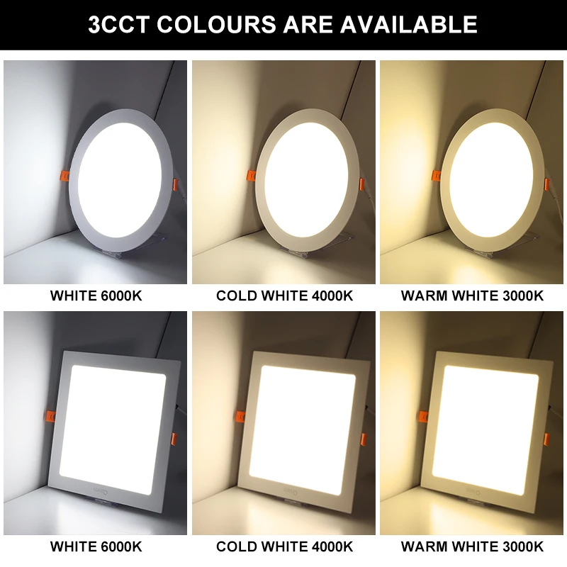 Ultra Slim Dimmable Recessed Suspending Round Square Flat Led Panel Light For Office Home Supermarket Hospital Ceiling Lighting