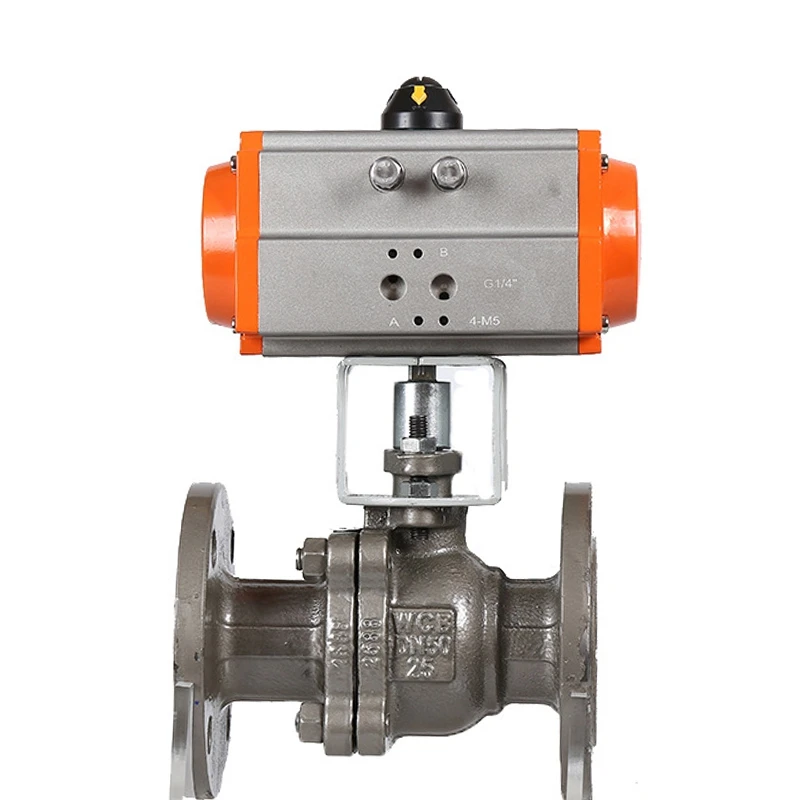 ANSI 150LB 2 Way carbon steel wcb PTFE seated Flanged Connection double action Pneumatic Actuator Ball Valve