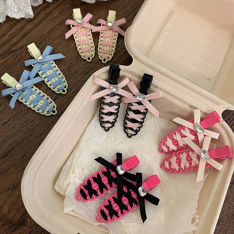 Sayoung Oem/Odm Wholesale Hairstyle Daily Use Salon Makeup  Creaseless No Bend Ribbon Bow Diamond Hair Clips