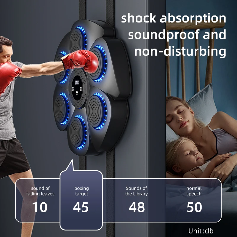Home use  smart wireless music boxing machine Shock e-mart wall boxing machine musical game 4 gloves