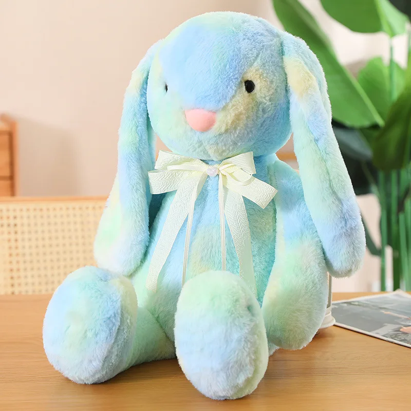 Greenmart Spot Tie-Dyed Long Eared Bunny Kids Soft Companion Custom Toy Plush Easter Rabbit Stuffed Animal Mascot Gift