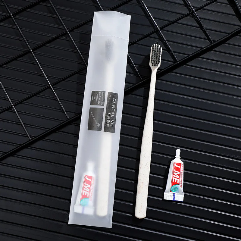 eco friendly dental kit for hotel amenities toiletries Straw toothbrush with pastes