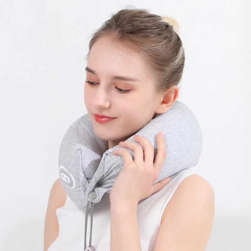 U Shape Wireless Portable Travel Relaxation Electric Neck Pillow Vibrating Massager
