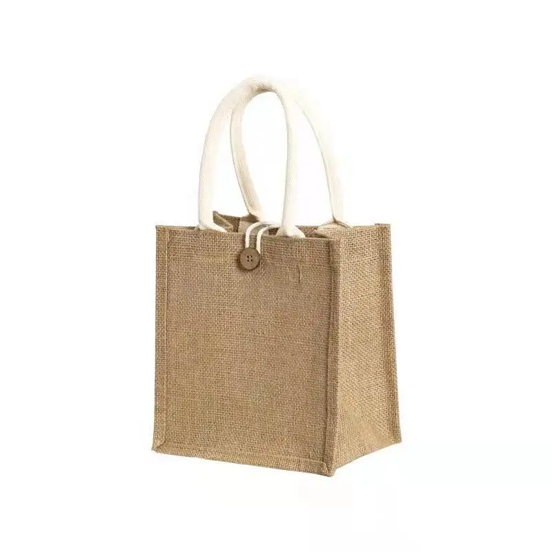 factory direct customized logo print eco friendly recyclable promotional laminated large capacity jute tote shopping bag