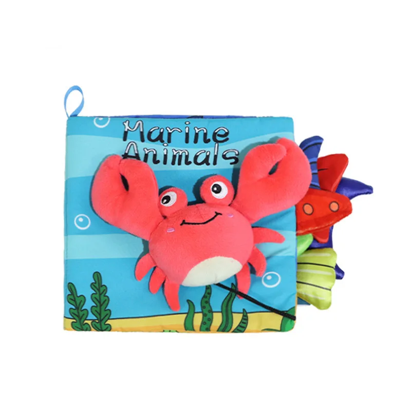 Story Cloth Books  Interactive Colorful Bugs and Marine Animals Crab Soft Fabric Book for Early Educational