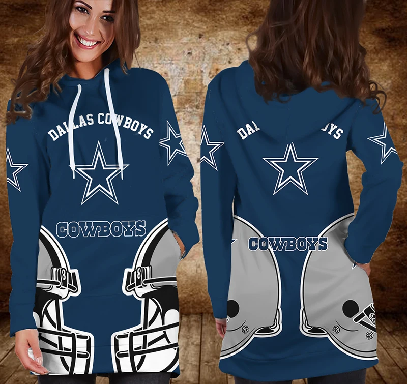 New Design 2022 Hip Hop Football Women Girls Hoodies Dresses NFL All 32 Teams Long Sleeve  Hoodies